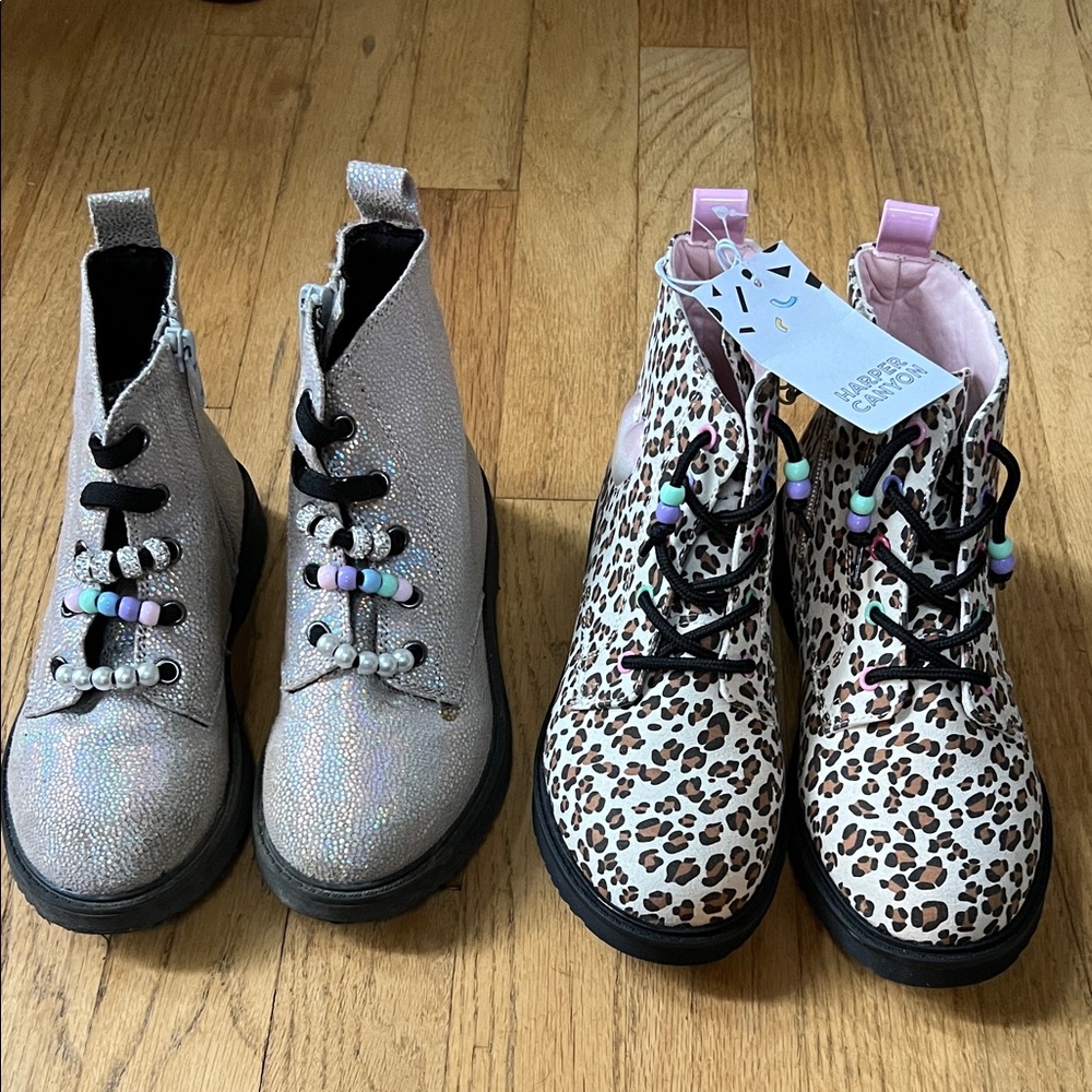 Harper Canyon Kids Boots - Silver and Leopard Print